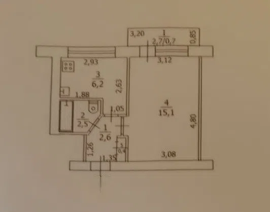 Продаётся 1-комнатная квартира, 32 м²