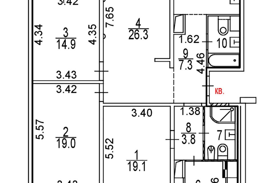 Продаётся 5-комнатная квартира, 124.3 м²