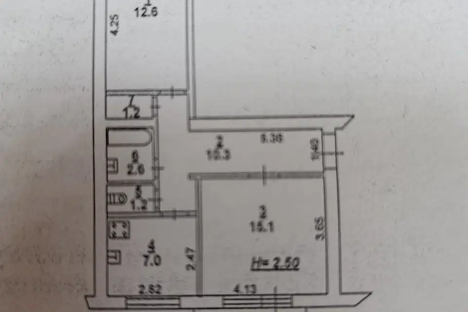 Продаётся 2-комнатная квартира, 51.6 м²