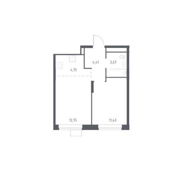 Продаётся 1-комнатная квартира, 37.01 м²