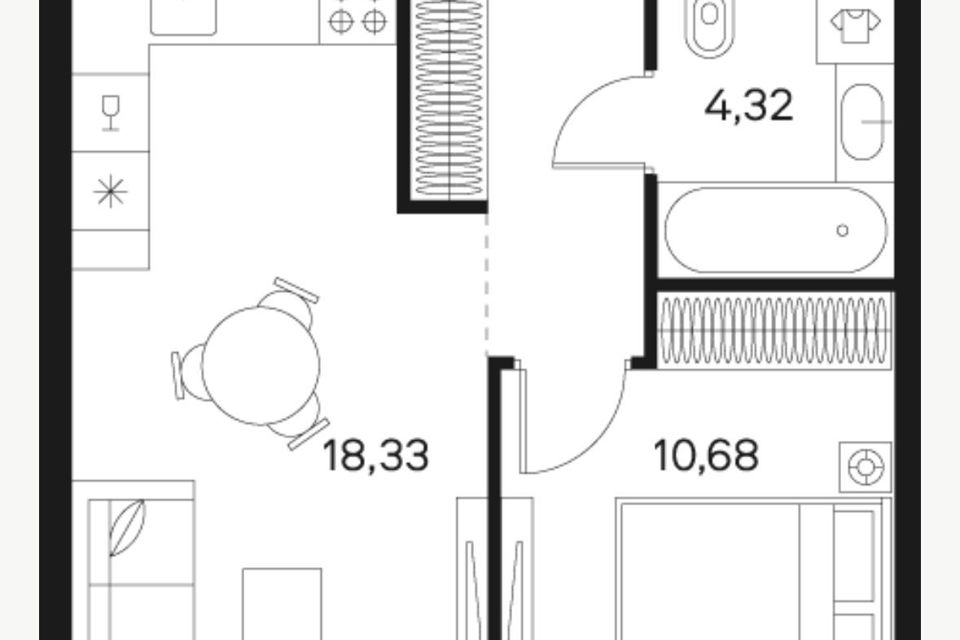 Продаётся 1-комнатная квартира, 38.43 м²