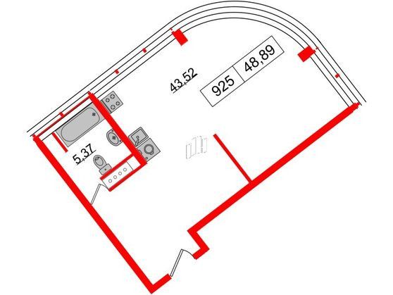 Продаётся студия, 48 м²
