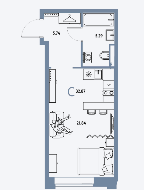 Продаётся студия, 32.87 м²