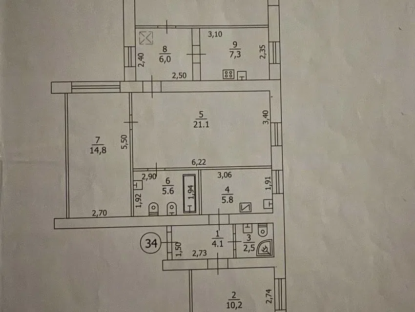 Продаётся 4-комнатная квартира, 115 м²