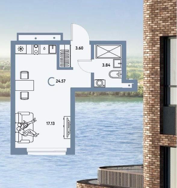 Продаётся студия, 24.57 м²