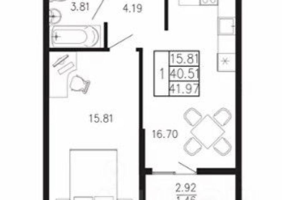 Продаётся 1-комнатная квартира, 38 м²