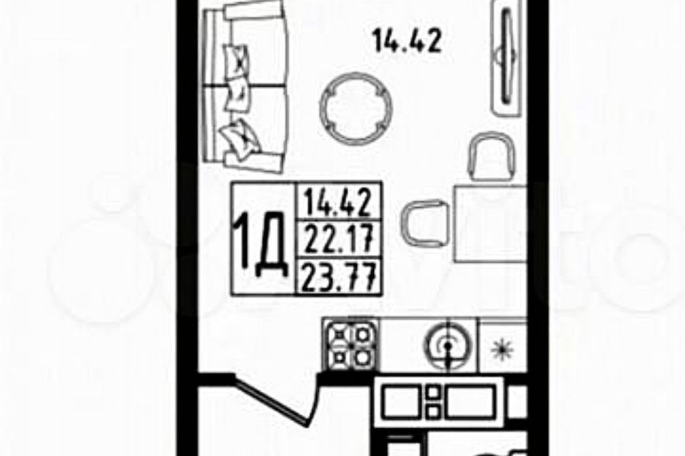 Продаётся студия, 23.8 м²