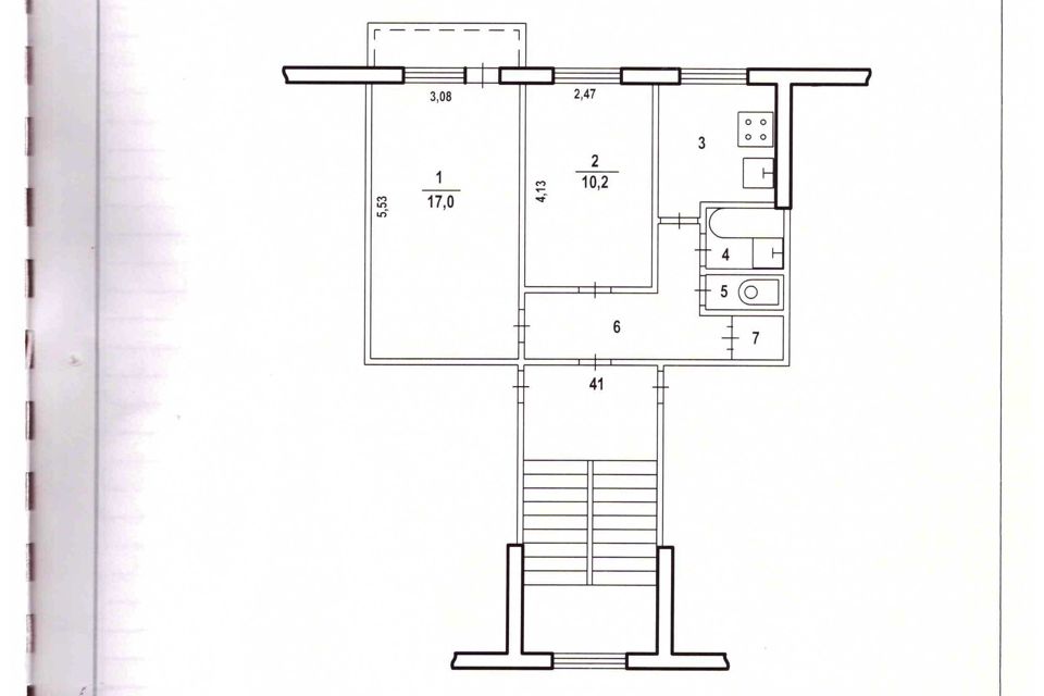 Продаётся 2-комнатная квартира, 43 м²