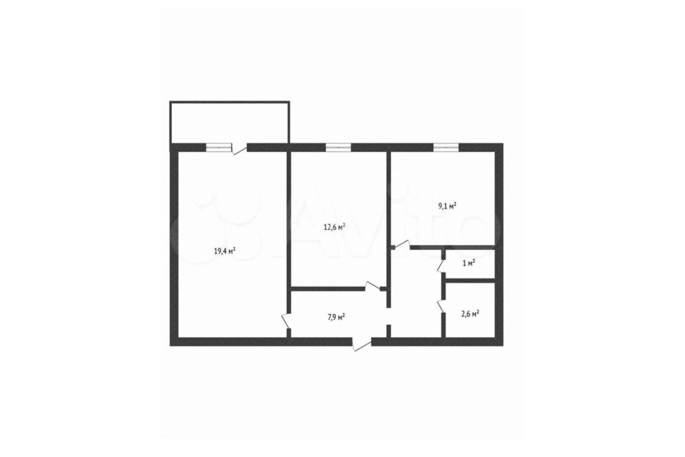 Продаётся 2-комнатная квартира, 53.3 м²