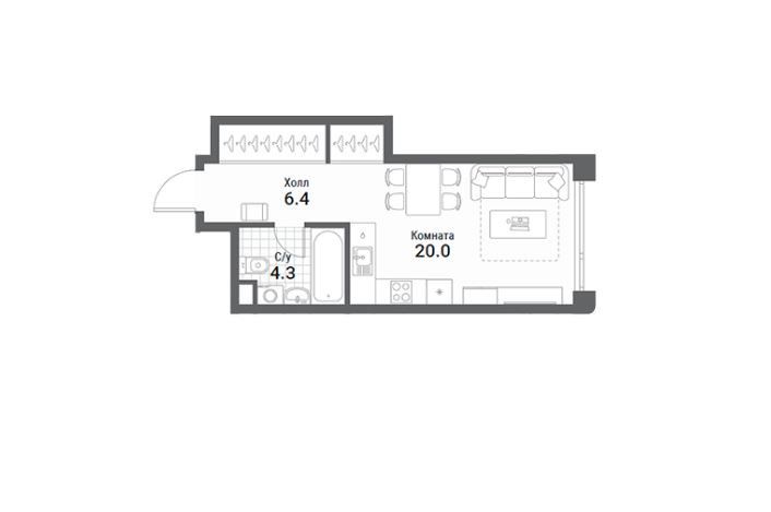 Продаётся студия, 30.07 м²