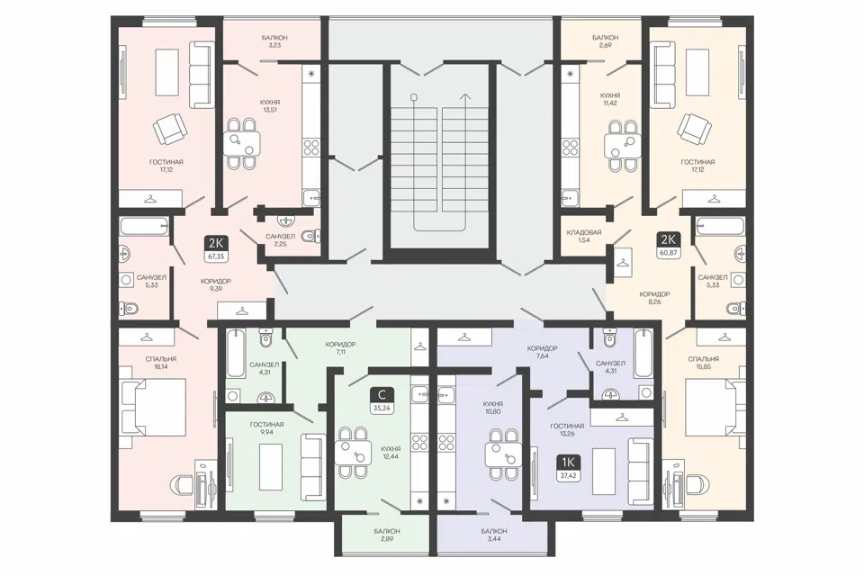 Продаётся 1-комнатная квартира, 37.42 м²
