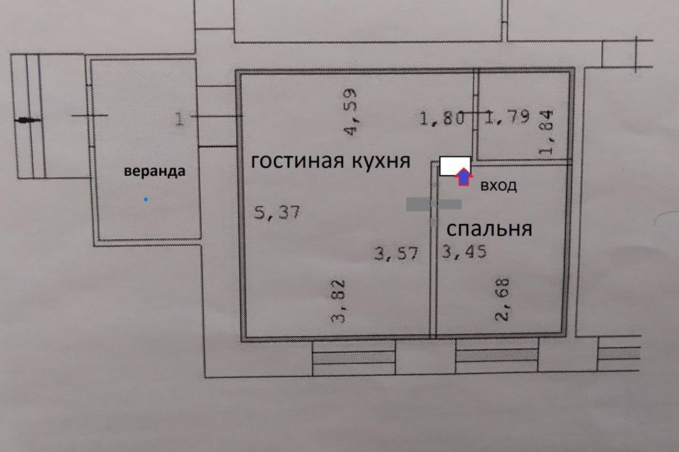 Продаётся 1-комнатная квартира, 34.4 м²