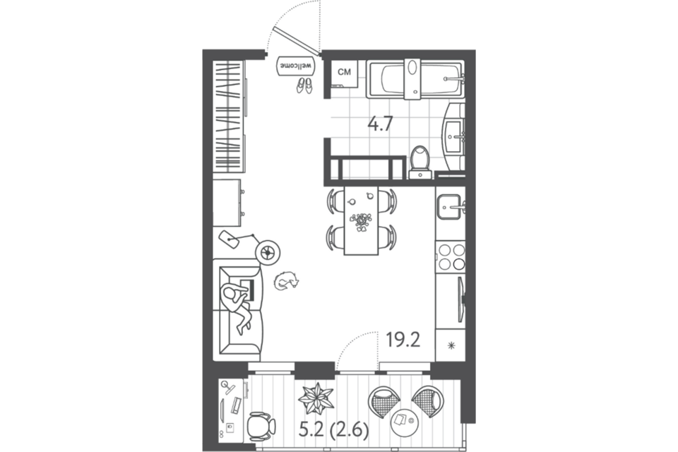 Продаётся студия, 23.7 м²