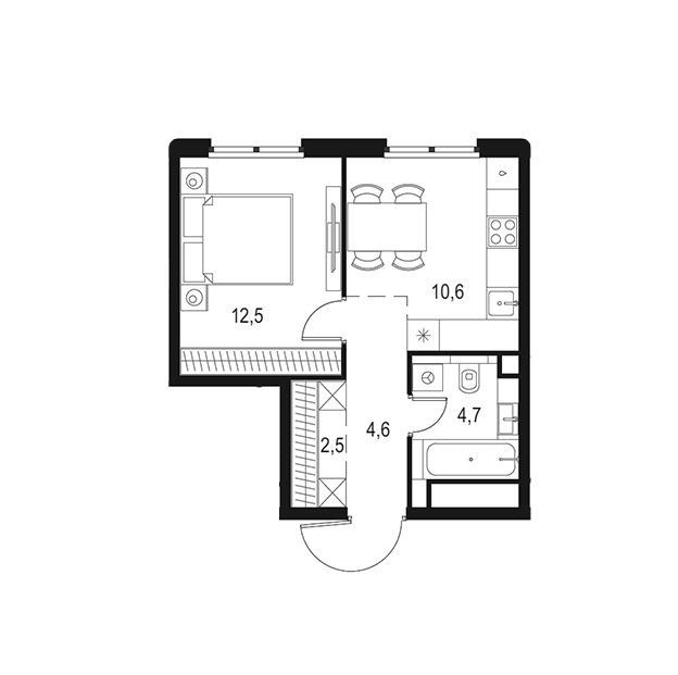 Продаётся 1-комнатная квартира, 34.9 м²