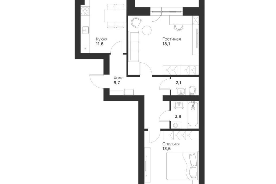 Продаётся 2-комнатная квартира, 64 м²