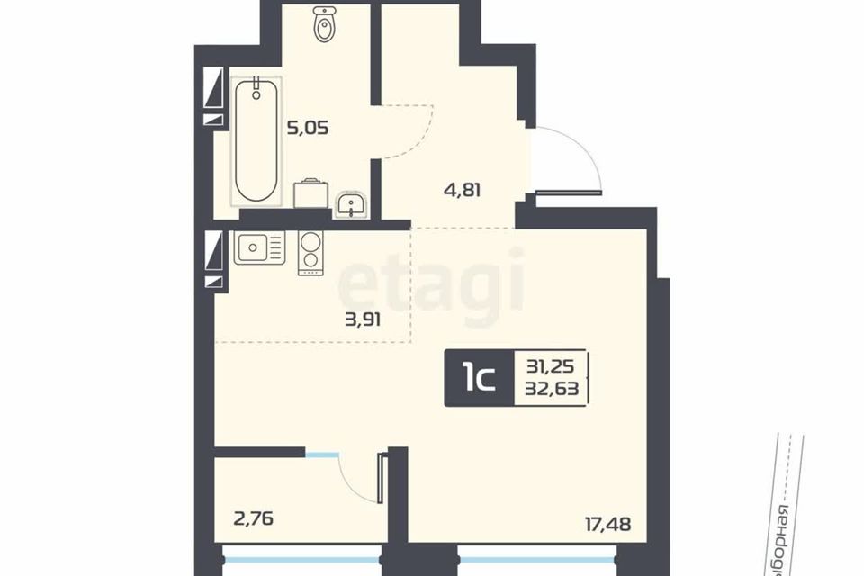 Продаётся студия, 32.6 м²