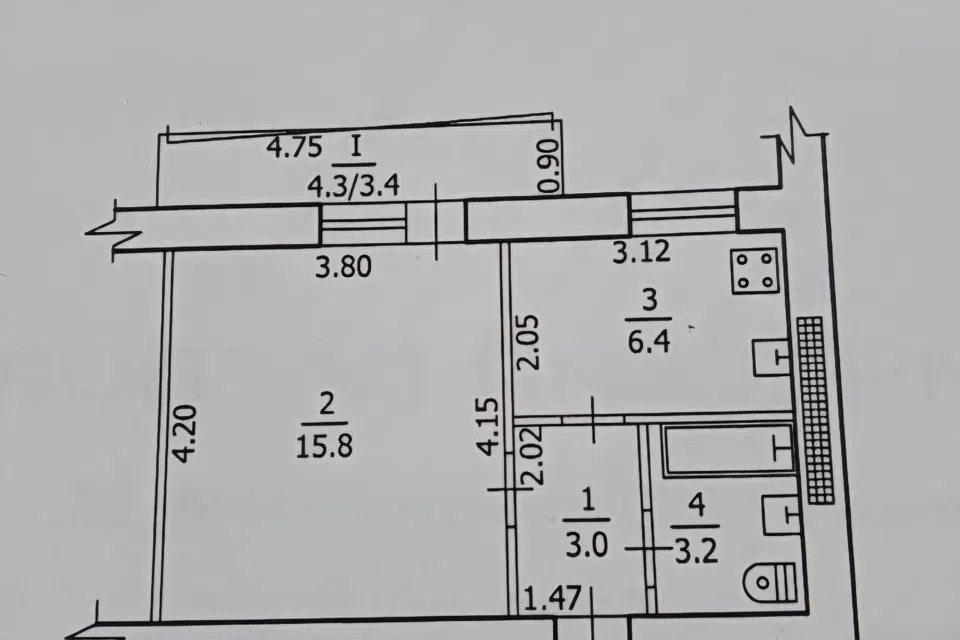 Продаётся 1-комнатная квартира, 32 м²