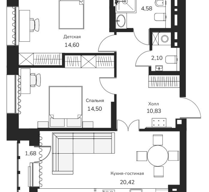 Продаётся 3-комнатная квартира, 67 м²