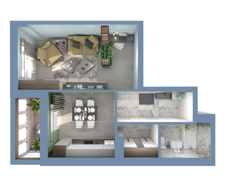 Продаётся 1-комнатная квартира, 45.9 м²