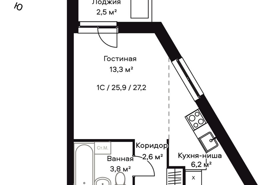 Продаётся студия, 28.4 м²