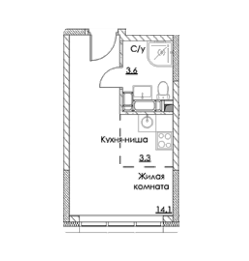 Продаётся студия, 21 м²