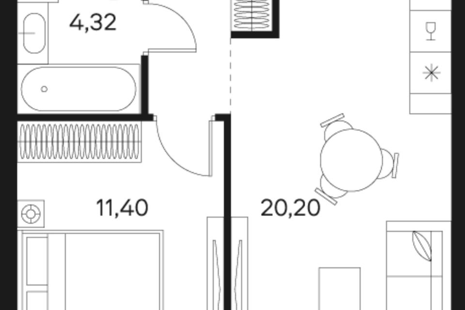 Продаётся 1-комнатная квартира, 39.7 м²