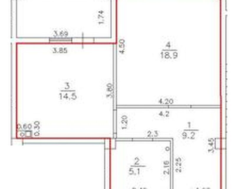 Продаётся 1-комнатная квартира, 54 м²