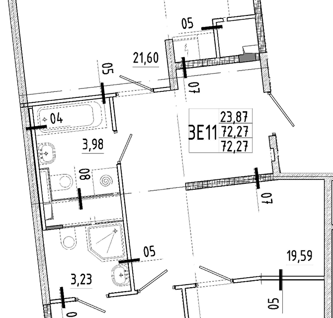 Продаётся 2-комнатная квартира, 72.15 м²