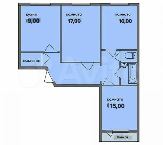 Продаётся 3-комнатная квартира, 64 м²