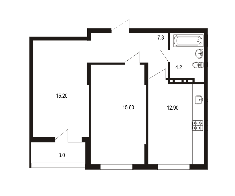 Продаётся 2-комнатная квартира, 58 м²