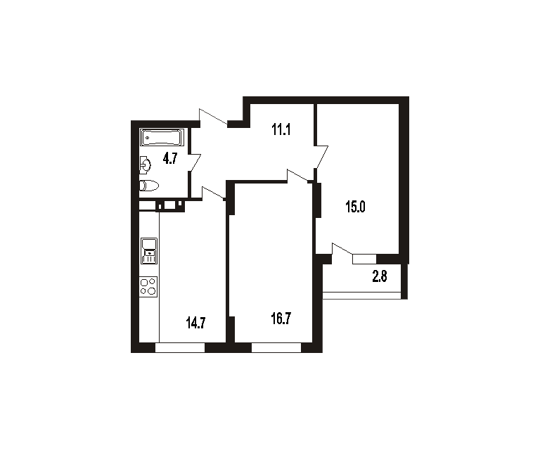 Продаётся 2-комнатная квартира, 65 м²