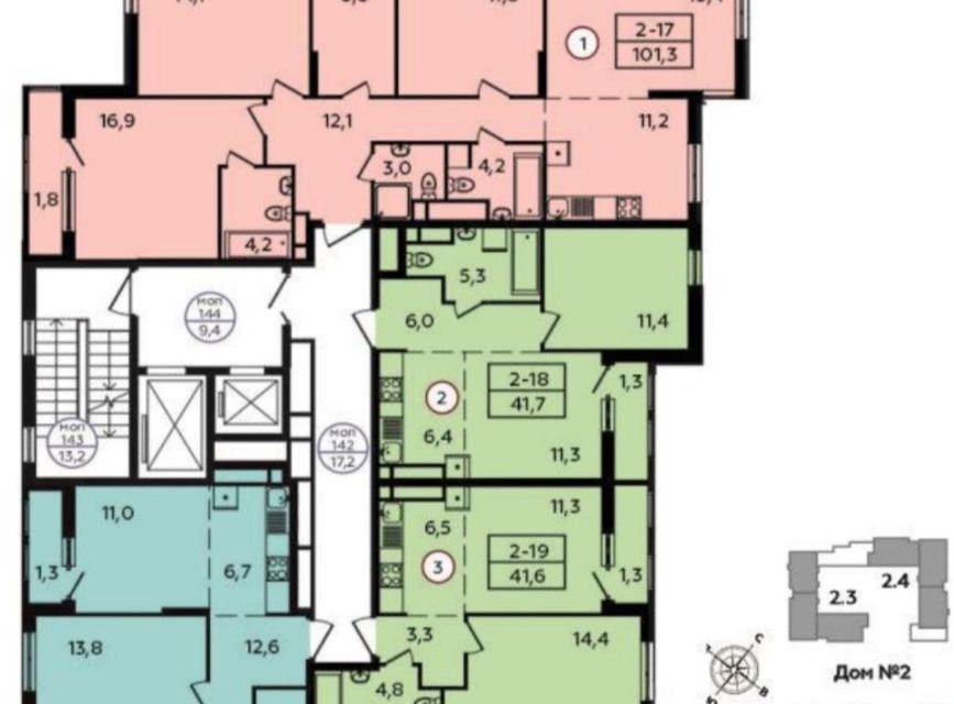 Продаётся 4-комнатная квартира, 101.3 м²