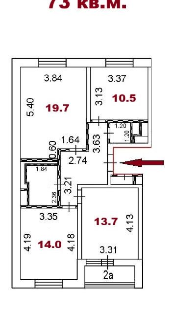 Продаётся 3-комнатная квартира, 73 м²