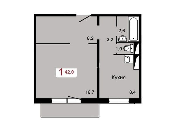 Продаётся 1-комнатная квартира, 42 м²