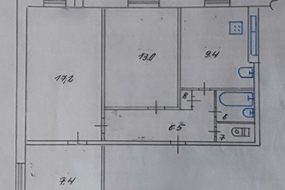 Продаётся 3-комнатная квартира, 57.8 м²