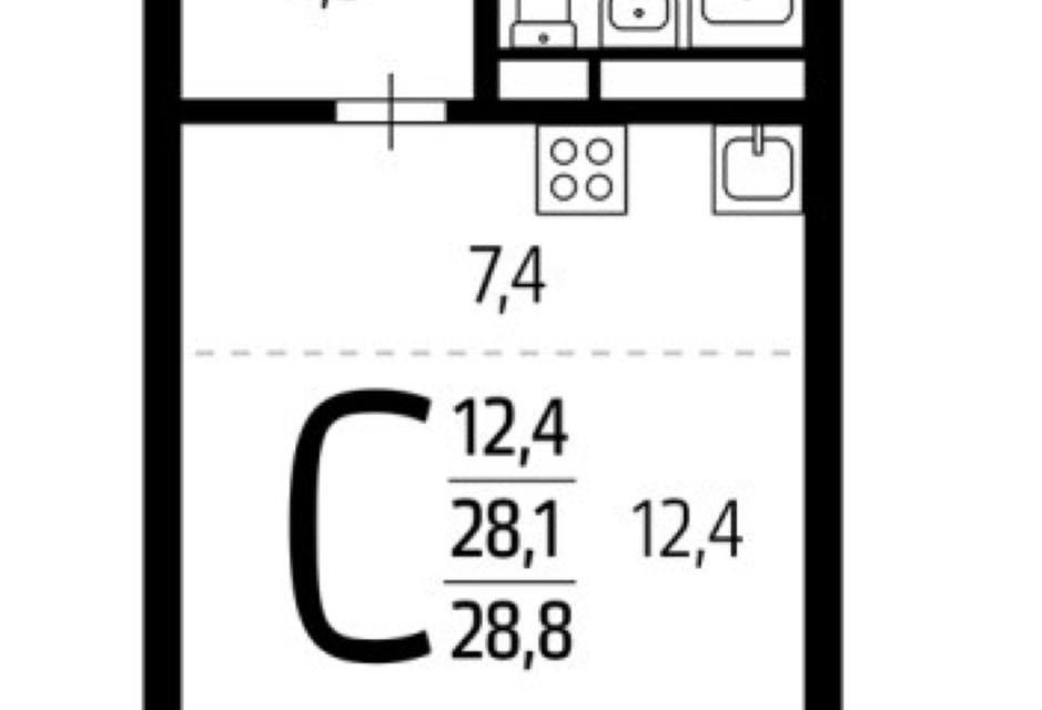 Продаётся студия, 28.8 м²