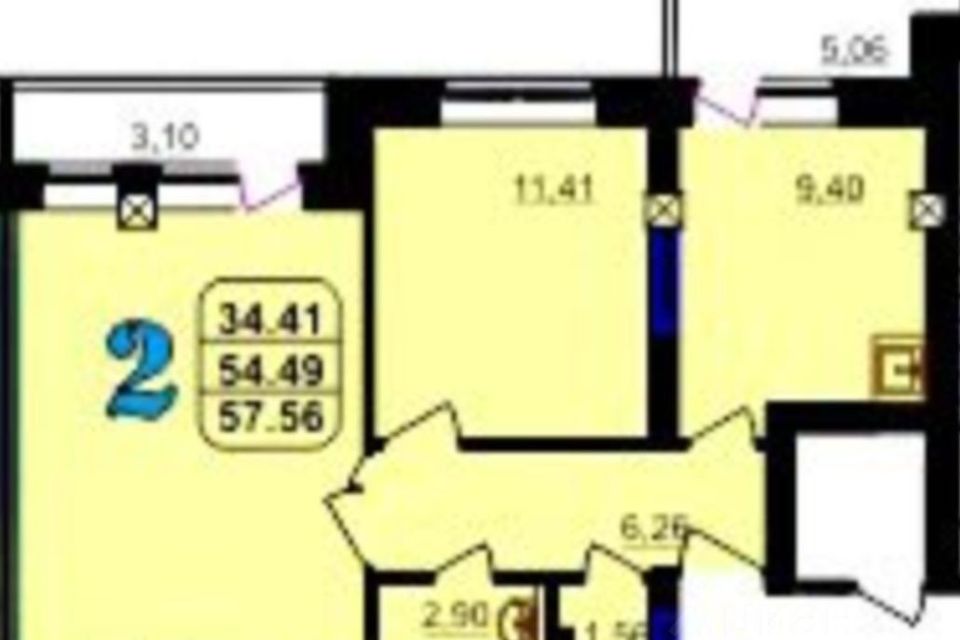 Продаётся 2-комнатная квартира, 57 м²