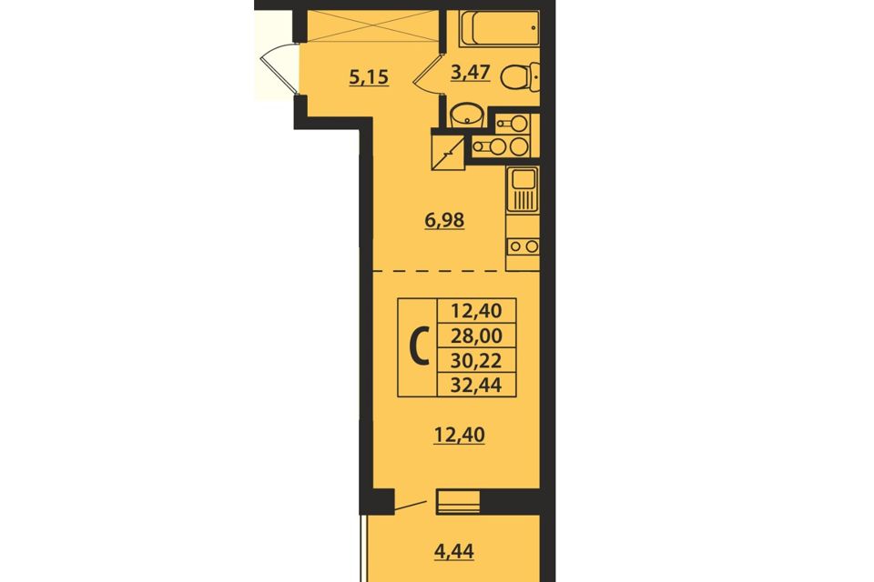 Продаётся студия, 30.5 м²