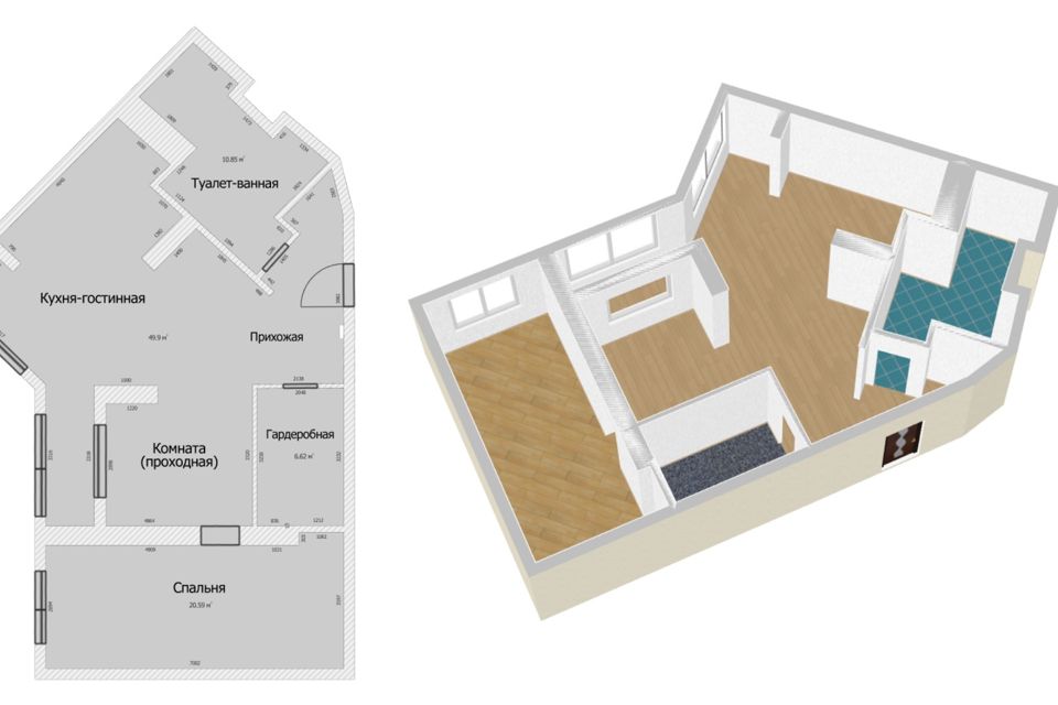 Продаётся 2-комнатная квартира, 82 м²