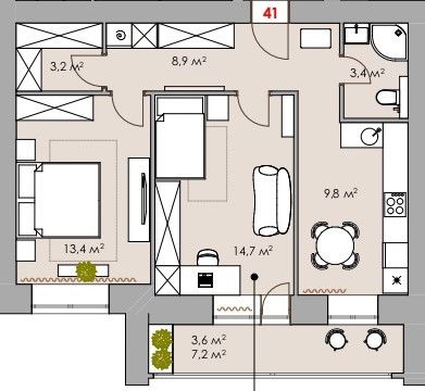 Продаётся 2-комнатная квартира, 53.3 м²