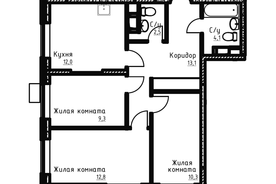 Продаётся 3-комнатная квартира, 64.1 м²