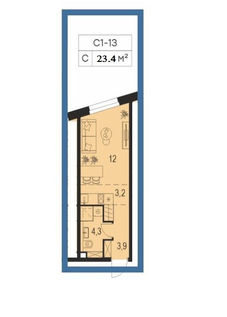 Продаётся студия, 23.4 м²