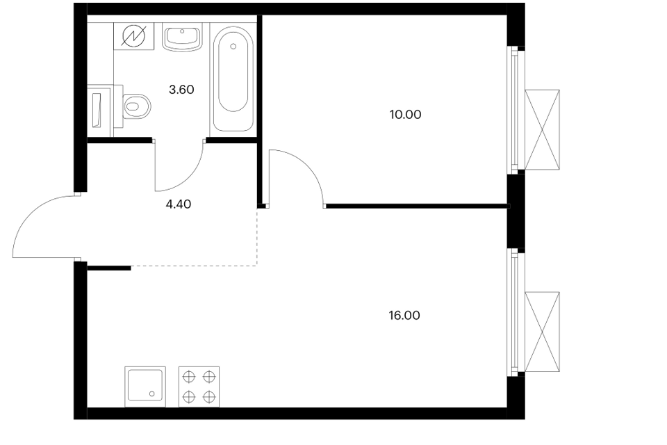 Продаётся 2-комнатная квартира, 34 м²
