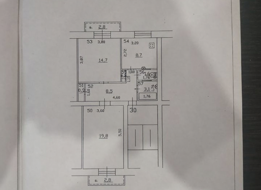 Продаётся 2-комнатная квартира, 57.6 м²