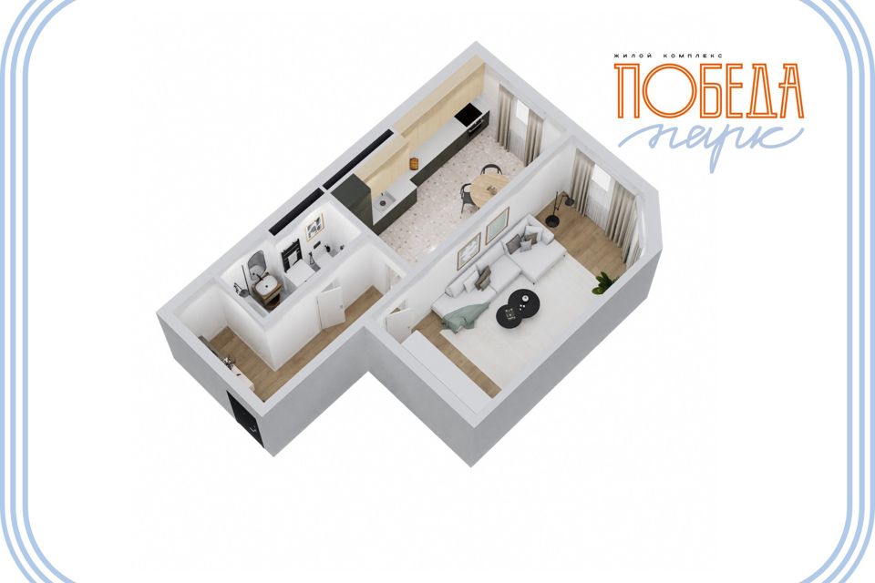 Продаётся 1-комнатная квартира, 51.3 м²