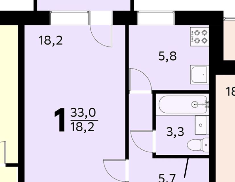 Продаётся 1-комнатная квартира, 33 м²