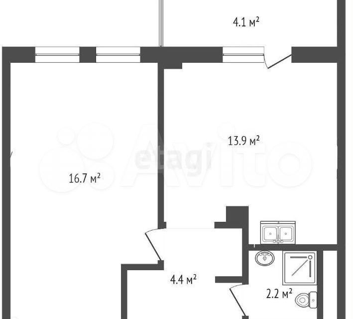 Продаётся 1-комнатная квартира, 37.2 м²