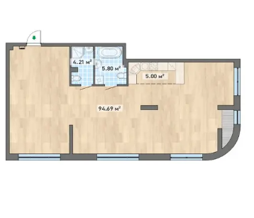 Продаётся 1-комнатная квартира, 109.7 м²