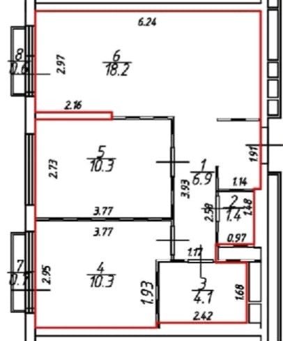 Продаётся 2-комнатная квартира, 51.6 м²