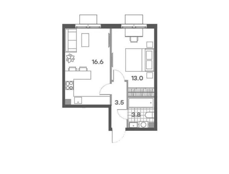 Продаётся 1-комнатная квартира, 36.9 м²